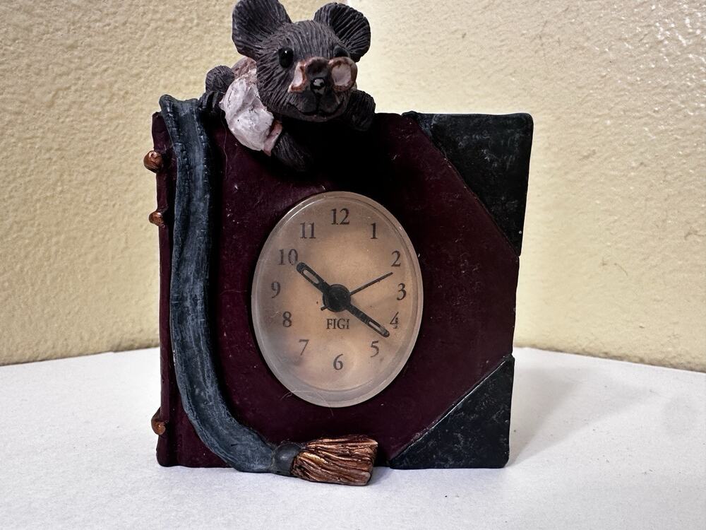 FIGI Battery Operated Mini Clock 1997 Heritage Books w Mouse on the Top Vintage